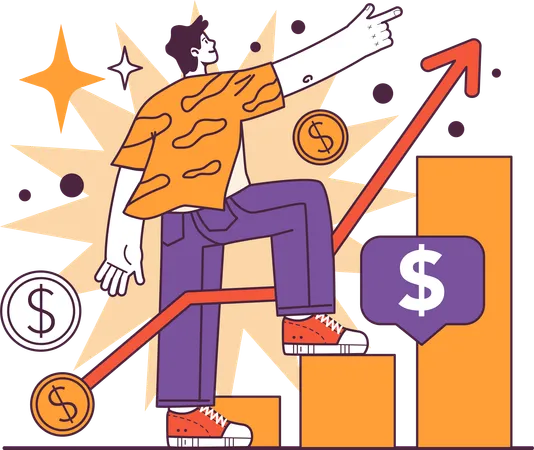 Man showing financial growth  Illustration