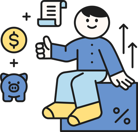 Man showing financial growth  Illustration