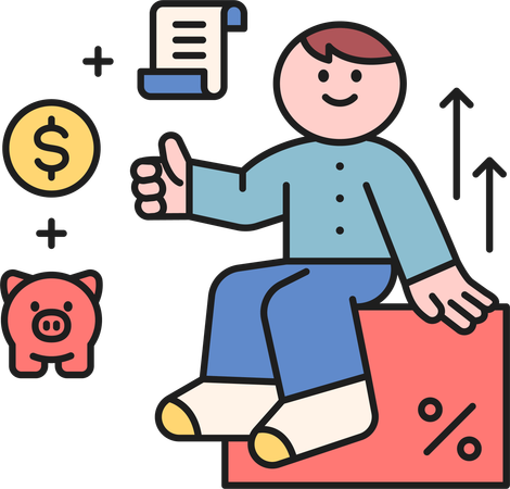 Man showing financial growth  Illustration