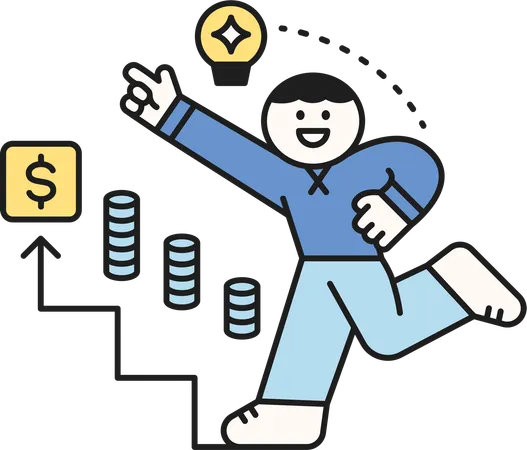 Man showing financial growth  Illustration