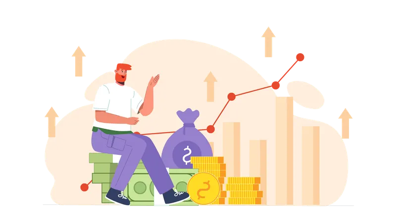 Man showing financial growth  Illustration