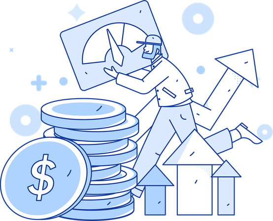 Man showing financial performance  Illustration