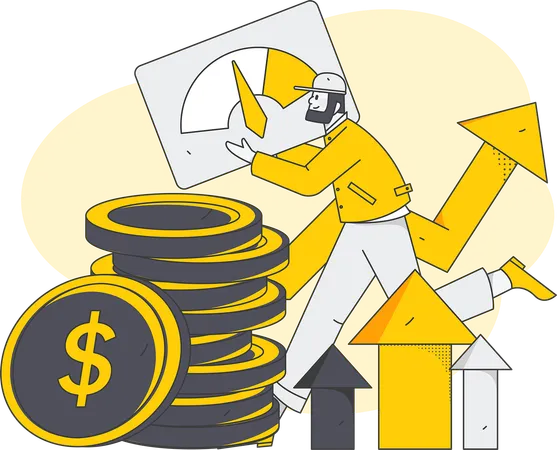 Man showing financial performance  Illustration