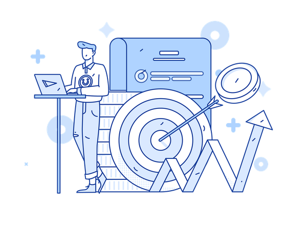 Man showing financial performance  Illustration