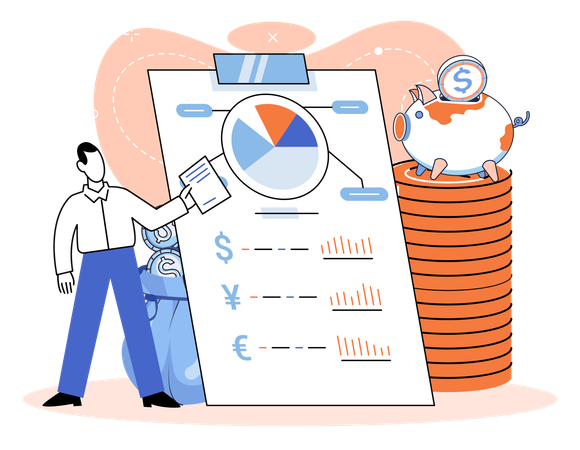 Man showing financial report  Illustration