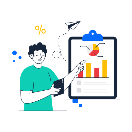 Man showing Financial Report  Illustration