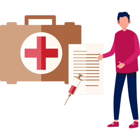 Man Showing First Aid Box  Illustration