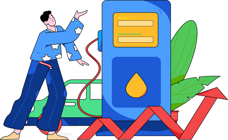 Man showing fuel pump  Illustration