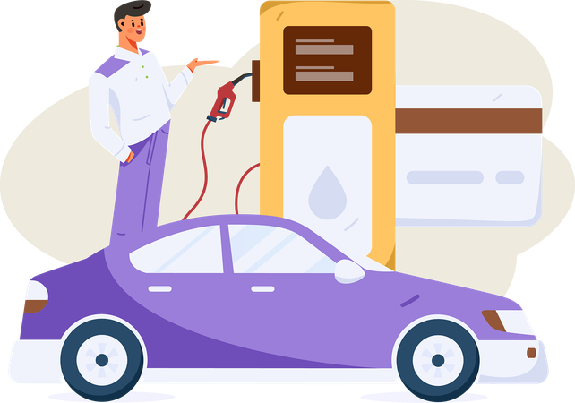 Man showing fuel pump  Illustration