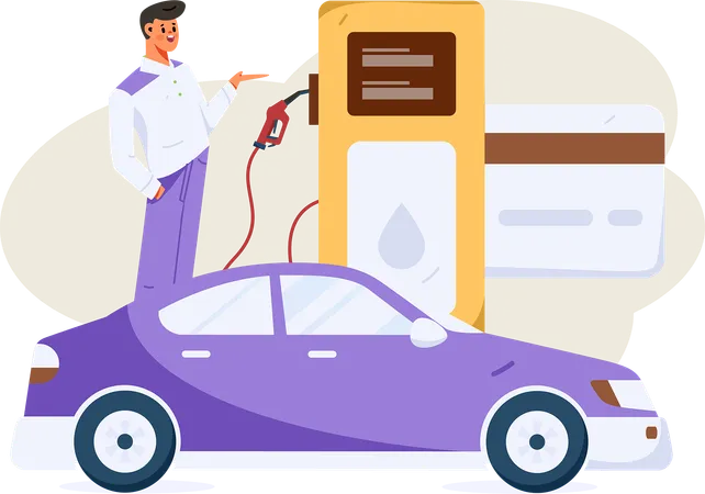 Man showing fuel pump  Illustration