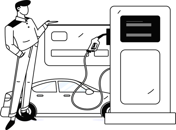 Man showing fuel pump  Illustration