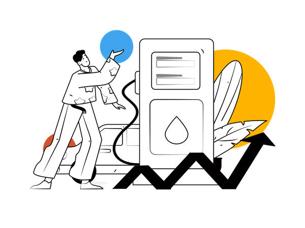 Man showing fuel pump  Illustration