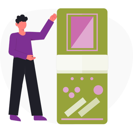 Man  showing gamepad  Illustration