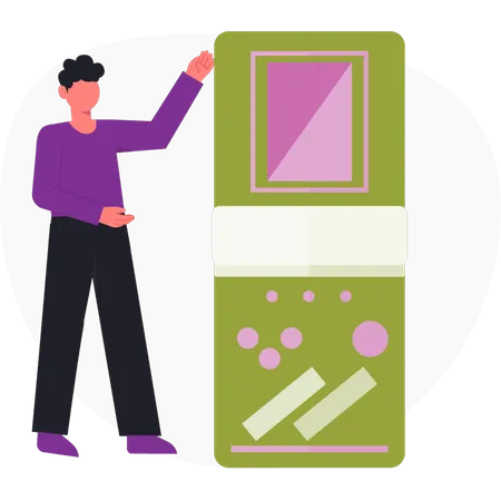 Man  showing gamepad  Illustration