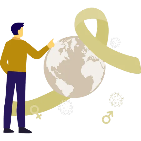 Man showing global aids day  Illustration