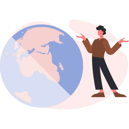 Man showing global world  Illustration