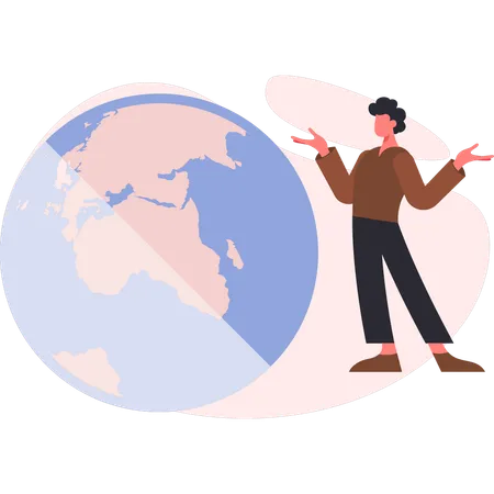 Man showing global world  Illustration