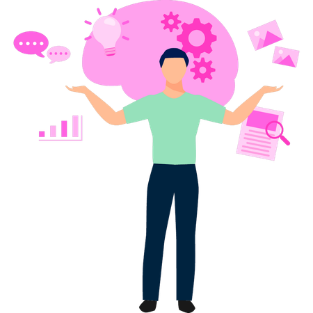 Man showing graph setting  Illustration