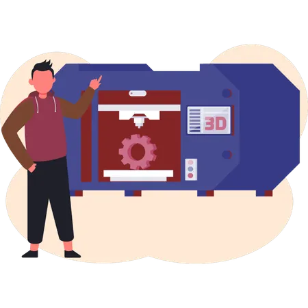 Man showing graphic print  Illustration