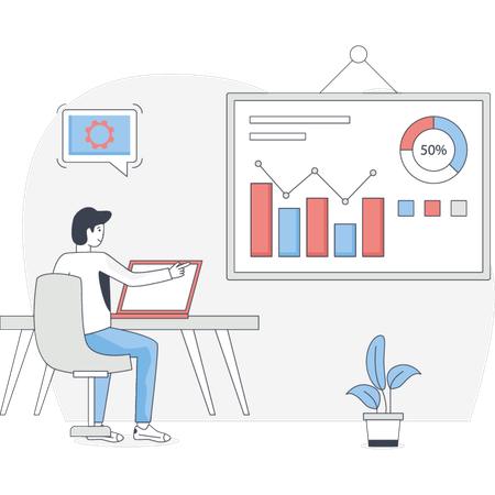 Man Showing Growth Chart  Illustration
