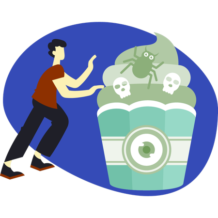 Man showing halloween ice carem  Illustration