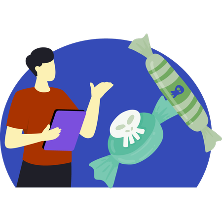 Man showing halloween sweet  Illustration