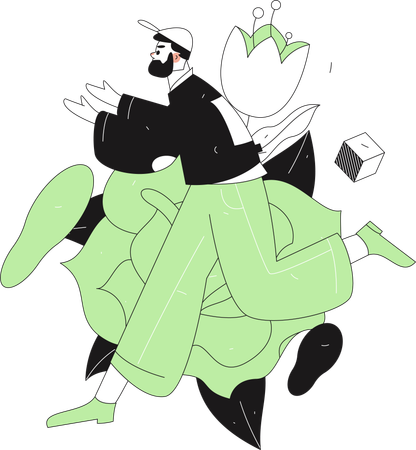 Man showing hands while running  Illustration