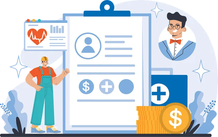Man showing health policy  Illustration