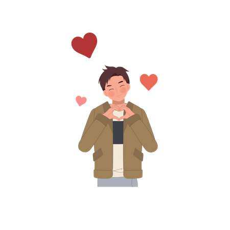 Man showing heart gesture  Illustration