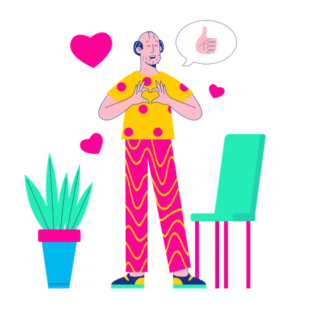 Man showing heart sign  Illustration