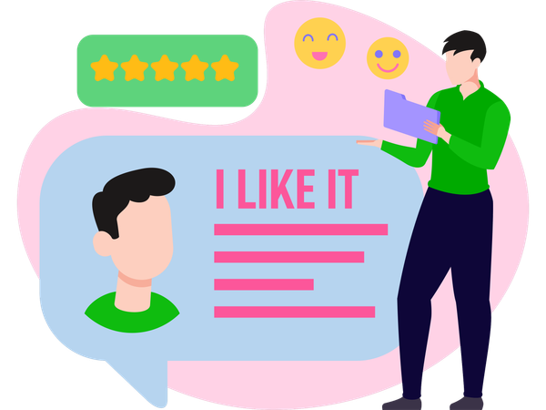 Man showing Highly Recommend  Illustration