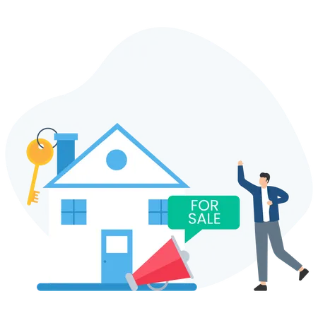 Man showing House Promotion  Illustration