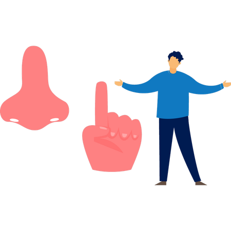 Man showing human body part  Illustration