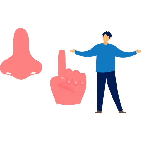 Man showing human body part  Illustration