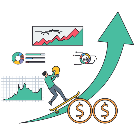 Man showing increase revenue  Illustration