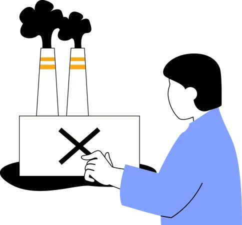 Man showing industry pollution  Illustration