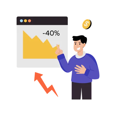 Man showing inflation rate  Illustration