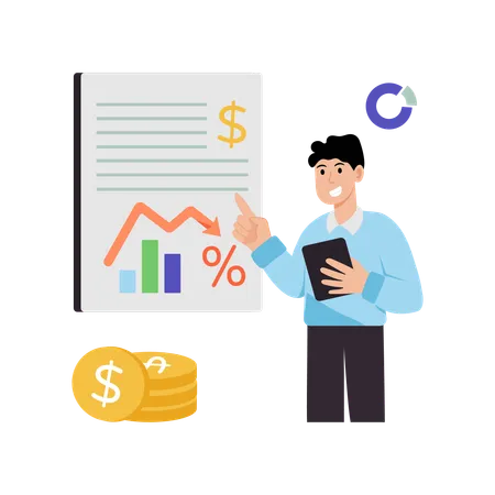 Man showing inflation report  Illustration