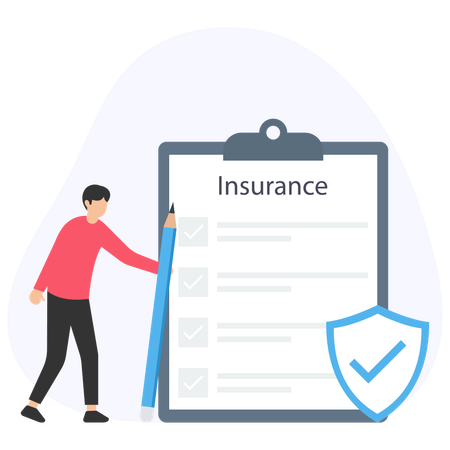 Man showing Insurance Report  Illustration