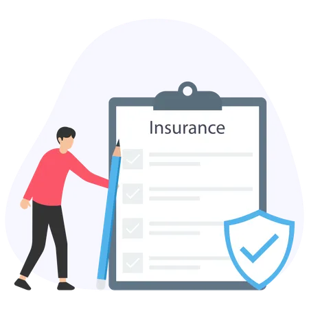 Man showing Insurance Report  Illustration