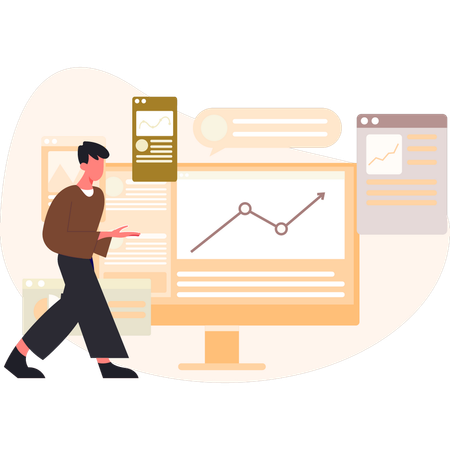 Man showing investment business income  data  Illustration