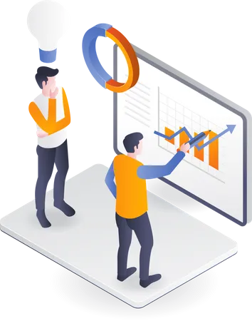 Man showing investment growth chart  Illustration