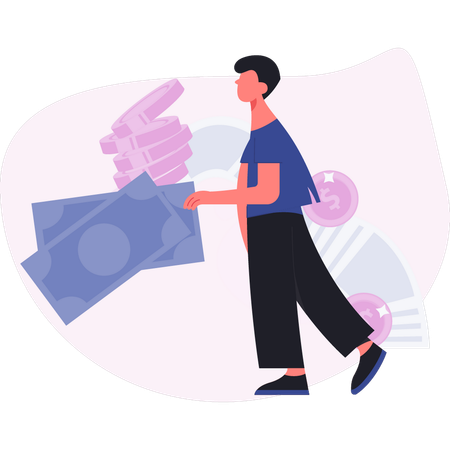 Man showing investment money  Illustration