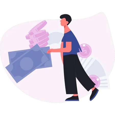 Man showing investment money  Illustration