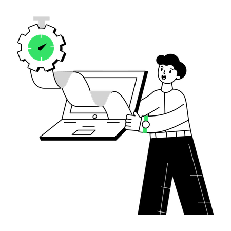 Man showing Invoice Software  Illustration