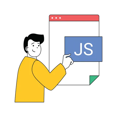 Man showing js webpage  Illustration
