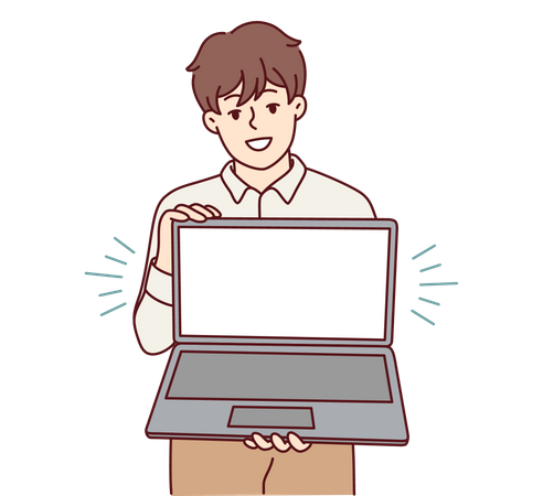 Man showing laptop screen  Illustration