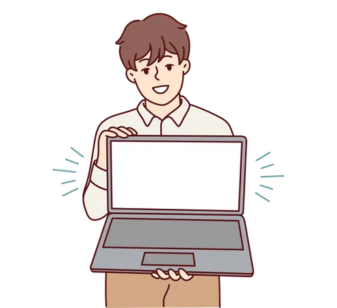 Man showing laptop screen  Illustration