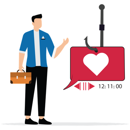 Man showing like hanging on fishing hook  Illustration
