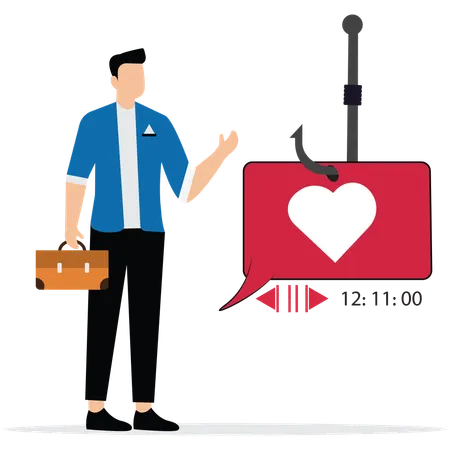 Man showing like hanging on fishing hook  Illustration